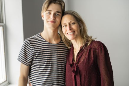 Caucasian mother with teen son