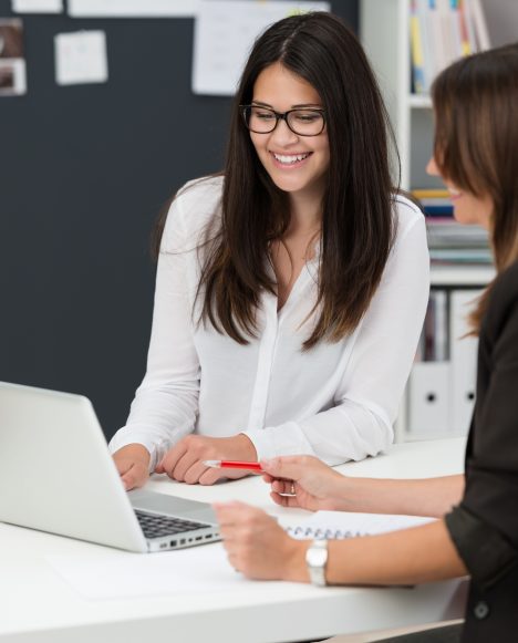 Female student advised by counselor Advising