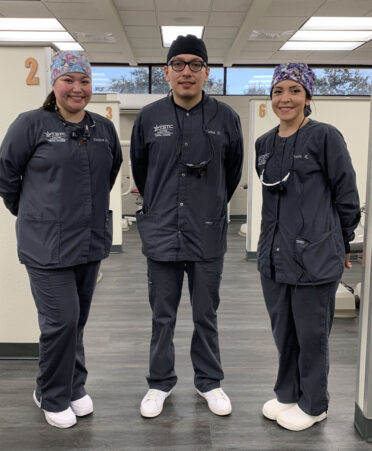 Desiree Ochoa, Jaime Davila and Gisela Ramirez are TSTC Dental Hygiene students who are learning about children’s oral health at TSTC’s Harlingen campus.