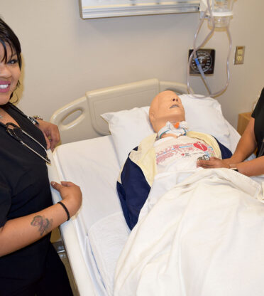TSTC Vocational Nursing students Chrystal Thomspon (left) and Amy Zavala are learning ways to help patients suffering from a heart condition. February is annually observed as American Heart Month.