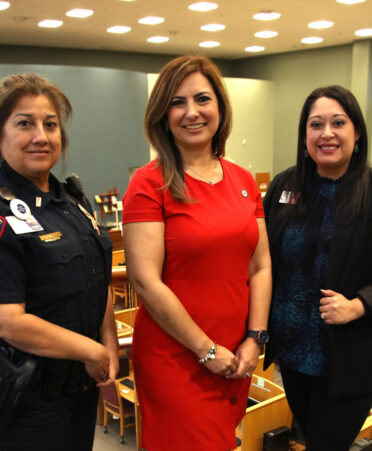 TSTC honors (from left) TSTC Police Lt. Gloria Ruiz, Cledia Hernandez, TSTC’s associate vice chancellor for External Relations and Workforce Development, and Amanda Posada, provost for TSTC’s Harlingen campus, in recognition of Women’s History Month.