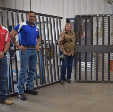 Students in TSTC’s Welding Technology program in Brownwood have worked on a security gate and fence for the Boys & Girls Club of Brown County. Pictured are (from left) instructors Salvador Marquez and Daniel Aguirre and students Tabitha Bishop and Sabrina Stewart.