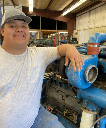 Fabian Carrillo says studying Diesel Equipment Technology at TSTC is like working in a shop. He said the teaching style of instructors has helped him learn new techniques that will prepare him for a career.