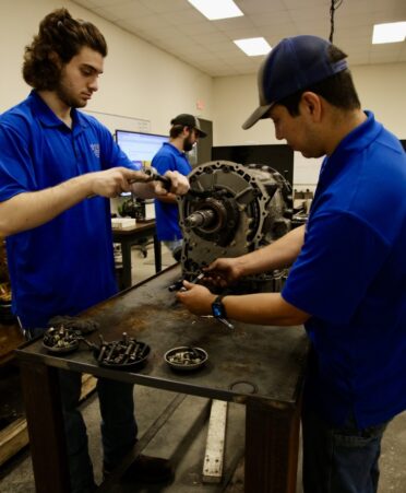 TSTC Diesel Equipment Technology students divide into groups to work on Allison 3000 series automatic transmissions. (Photo courtesy of TSTC.)