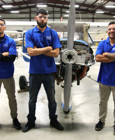 Mark Sanchez, Hafez Omar and Fabien Granja are Aircraft Airframe Technology students at TSTC’s Harlingen campus.
