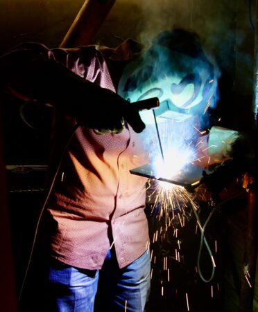 A competitor in the recent Texas High School Welding Series competition held at TSTC’s Marshall campus welds a 6010 open root and hot pass with 7018 fill and cap. (Photo courtesy of TSTC.)