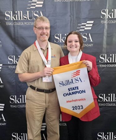 TSTC graduates -- and father and daughter -- Matt and Brooke Linthicum placed in the 2023 SkillsUSA Texas Postsecondary Leadership and Skills Conference’s Mechatronics competition. (Photo courtesy of Brooke Linthicum.)