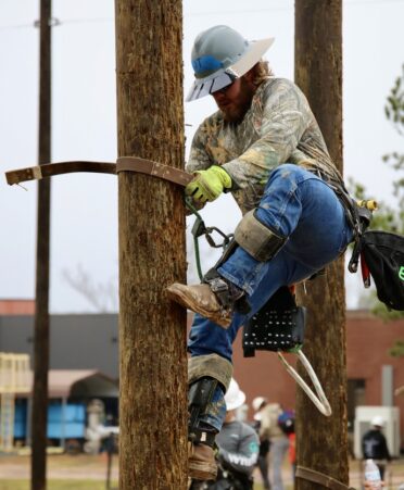 TSTC student David Tomaszewski is determined never to work indoors. He is pursuing his certificate of completion in the Electrical Lineworker and Management Technology program. (Photo courtesy of TSTC.)