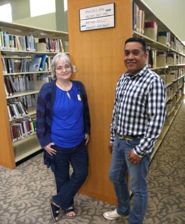 Nancy Hendricks (left), a TSTC librarian, and Luis Gonzalez, a TSTC library technician, are the library staff at TSTC’s Learning Resource Center at the Harlingen location.