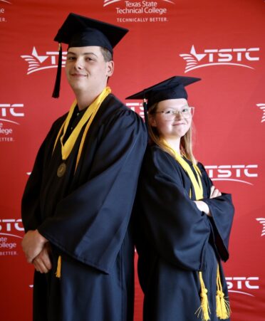 Siblings Trey Conley (left) and Kiley Conley both were recognized during Texas State Technical College’s Spring 2024 Commencement as TSTC Board of Regents honor graduates. (Photo courtesy of TSTC.)