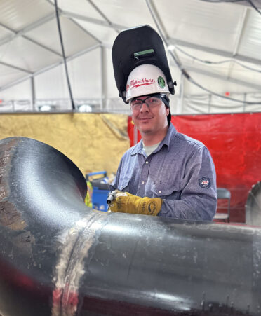 TSTC Welding Technology alumnus Joshua Joel Anstead is a journeyman pipefitter welder at Pipe Fitters Local Union 211.