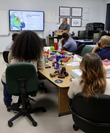 TSTC Drafting and Design students listen to a presentation by Johnson & Pace Inc. during a recent employer spotlight. (Photo courtesy of TSTC.)