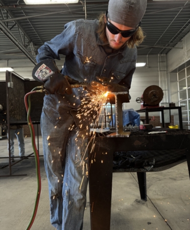 TSTC Welding Technology student Caleb Tatum cuts an I beam during a recent lab session at TSTC’s Williamson County campus.