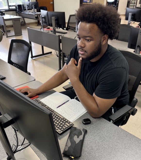 Trenton Patterson, a Computer Networking and Systems Administration student at TSTC’s Marshall campus, receives outstanding grades in his classes while also being a student worker. (Photo courtesy of TSTC.)