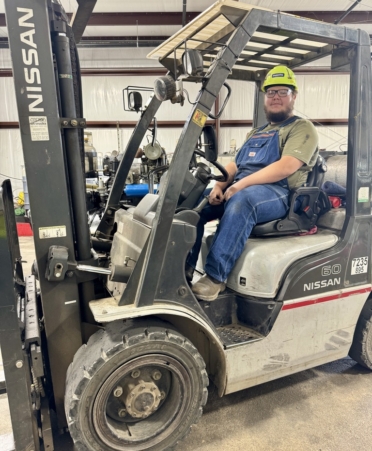 Garrett Sweeney, an Industrial Systems student at TSTC’s Marshall campus, is part of an internship program with Komatsu’s Longview location. (Photo courtesy of TSTC.)