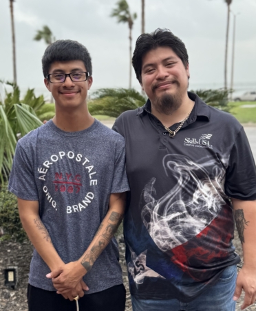 Photo caption: Brothers Joshua Ruiz, left, and Apolinar Ruiz stand together in Corpus Christi while attending the SkillsUSA Texas Leadership and Skills Conference held April 2-5.