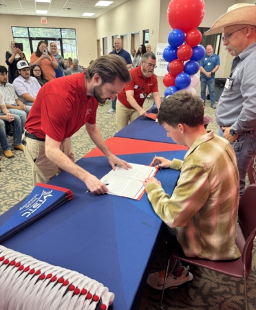 A total of 29 high school students signed letters of intent at the NC3 National CTE Letter of Intent Signing Day event at TSTC’s Marshall campus on April 10. (Photo courtesy of TSTC.)