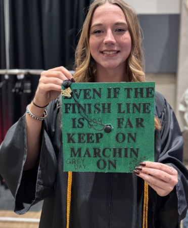 TSTC New Braunfels campus graduation candidate Carlie Emerick with her cap and gown at the graduation ceremony held at River City at The Venue in New Braunfels on May 2. (Photo courtesy of TSTC.)