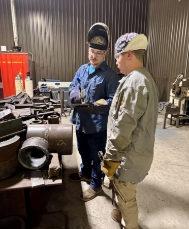 Philip Miller (left), a Welding Technology instructor at TSTC’s Marshall campus, graduated from the same program at TSTC’s Waco campus. (Photo courtesy of TSTC.)
