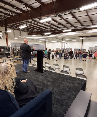 Photo caption: Texas State Technical College staff, area high school students, and representatives of Compass Datacenters gather for the announcement of a new workforce training program on Friday, May 16, at TSTC’s North Texas campus in Red Oak. (Photo courtesy of TSTC.)