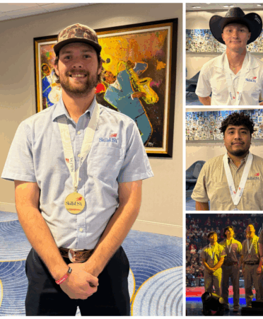 Photo caption: Several students and alumni from Texas State Technical College’s Waco campus recently won medals at the 2025 SkillsUSA National Leadership and Skills Conference held June 23-27 in Atlanta, Georgia. Medalists were Jonathan Gann (left), Joshua Stock (top right), Zacarias Felipe (middle right), and Michael Lopez, Victor Flores, Jackson Pace and Chad Robertson (bottom right). (Photo courtesy of TSTC.)