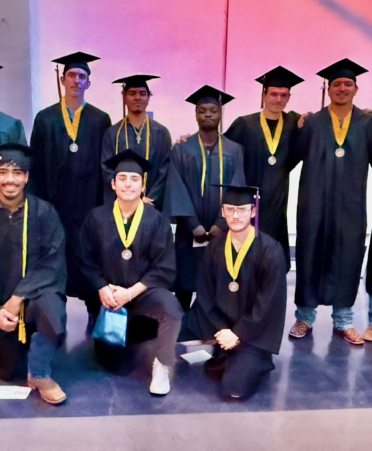 Photo caption: The first graduating class of the Electrical Lineworker and Management program at TSTC’s Abilene campus gather before the start of the Summer 2025 Commencement held Thursday, Aug. 14, at the Abilene Convention Center. (Photo courtesy of TSTC.)