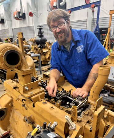 Owen Shreve, a Diesel Equipment student at TSTC’s Marshall campus, also works for Thee Road Service as a field service technician. (Photo courtesy of TSTC.)