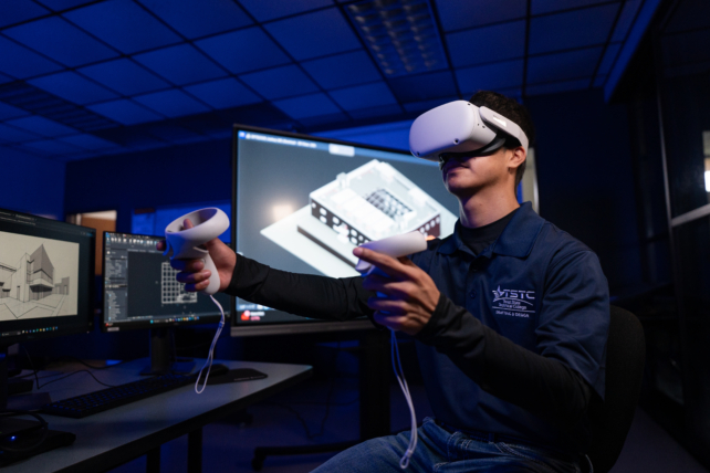 a student using VR headset