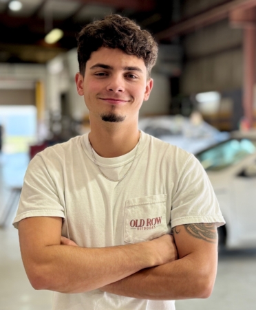 Photo caption: Kelby Rogers, of Mount Vernon, Texas, is a student in Texas State Technical College’s Auto Collision and Management program at the Waco campus. He recently received a $3,000 CCC Michael Salvatore Repair Technician Scholarship given through the Collision Repair Education Foundation. (Photo courtesy of TSTC.)