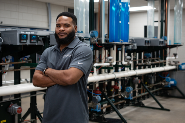 instrumentation student in the lab