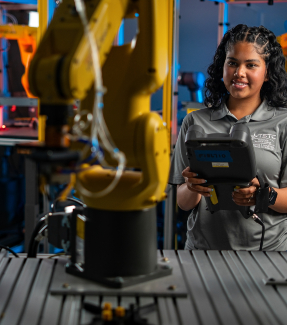 robotics students in the lab
