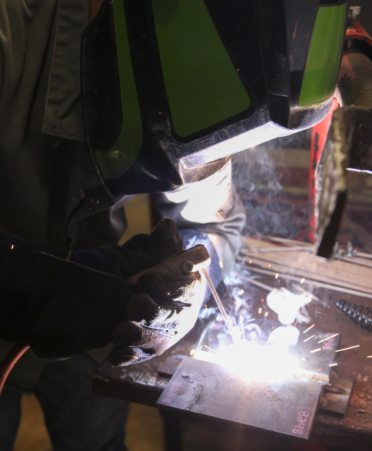 2R7A8496-1 Derek Rosa, a junior at Lyford High School, performs an open root weld at the Texas High School Welding Series regional welding event at Texas State Technical College on Friday, Jan. 30.