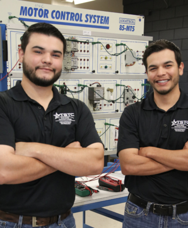 Brothers Miguel (left) and Josue Moncada are students in the Mechatronics program at Texas State Technical College’s Harlingen campus.