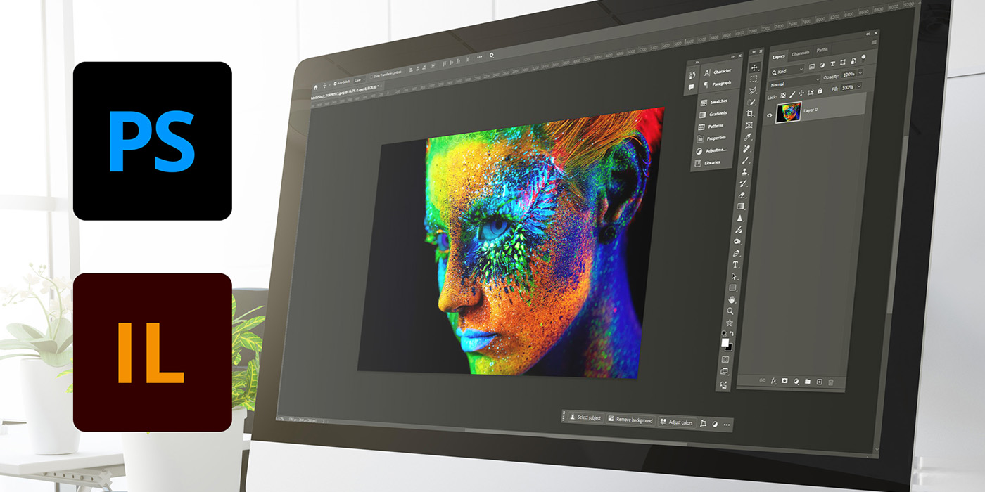 Colorful digital art editing software display