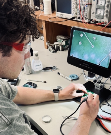 Photo caption: Daniel Murphy, of Round Rock, works during a soldering lab session in an Avionics program lab at Texas State Technical College’s Waco campus. (Photo courtesy of TSTC.)
