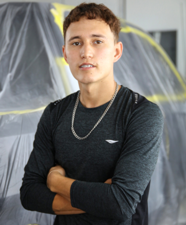 2R7A6742-1 Luis Alvarado, a graduate of Texas State Technical College’s Auto Collision and Management program, is a painter at Tipton Ford Collision Center in Brownsville.