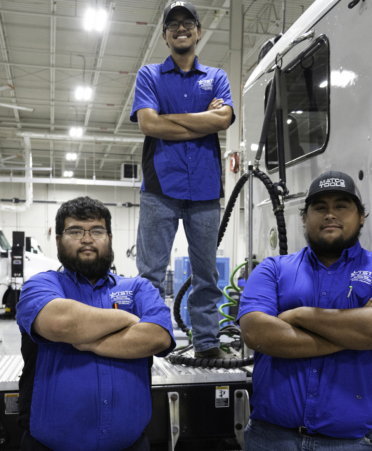 DSC09090-2 From left, Aaron Hernandez, Jesus Rodriguez and Rogelio Cerda are Diesel Equipment students at Texas State Technical College’s Harlingen campus.