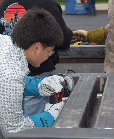 student welding