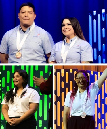 photo-output (2) Photo caption: Texas State Technical College in Harlingen students Joseph Amaro, of San Benito, and Liana Rios, of Rio Grande City, top; Aaliyah Duran, of Harlingen, bottom left, and Hailey Harris, of San Antonio and Harlingen, bottom right, received medals in three events at the 2026 SkillsUSA National Leadership and Skills Conference held June 1-5 in Atlanta, Georgia. (Photo courtesy of TSTC.)